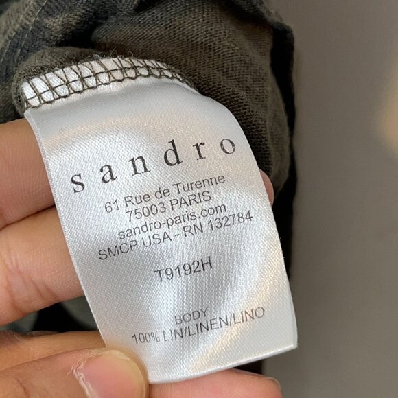 Sandro Womens Leopard Print T-Shirt Size Medium100% Linen Short Sleeve - Picture 5 of 8